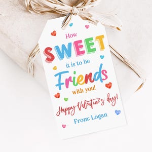 Hoe leuk is het om vrienden met je te zijn Valentijnscadeau-tag Bewerkbare lolly Snoep Donut Cupcake Afdrukbaar kleuterklaslokaal Vat61