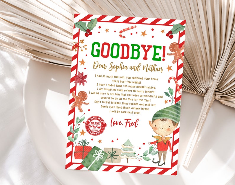 Elf Goodbye Letter Elf Farewell Christmas Eve Box Filler Santa - Etsy
