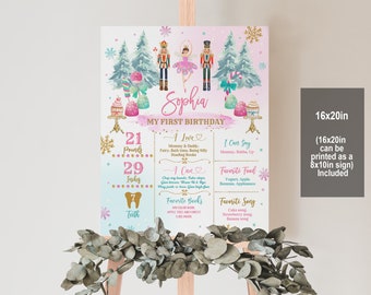 Nutcracker Milestone Poster: Land of Sweets Theme - Editable 1st Birthday Bir5