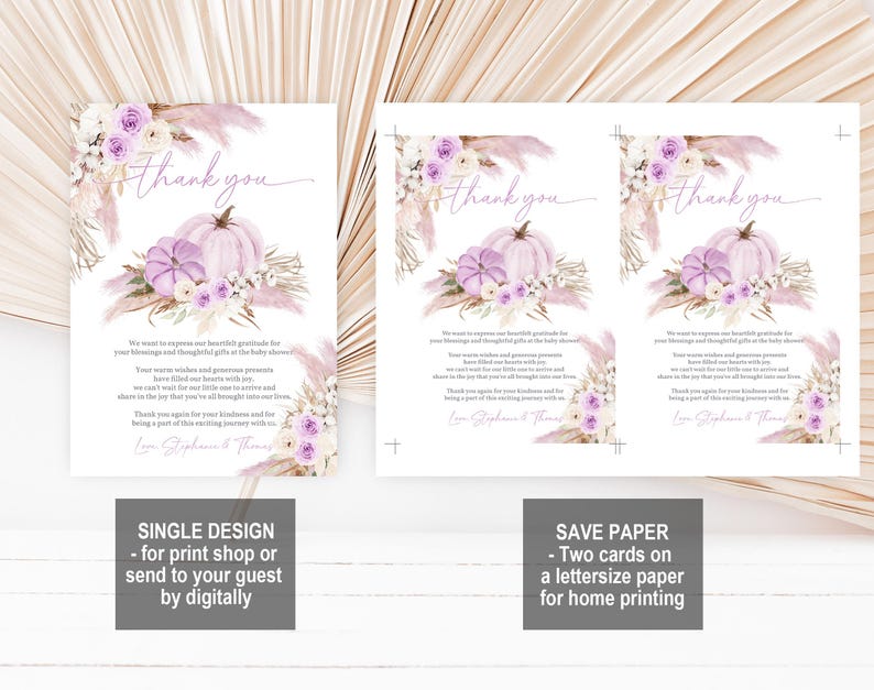 Editable Pumpkin Baby Shower Thank You Card A Little Pumpkin Thank You