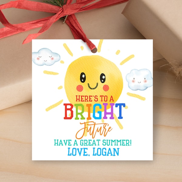 Sun Graduation Favor Tag Here's to a Bright Future Gift tag Sunshine Preschool Kindergarten Graduation Tag Editable Download Printable Gt2