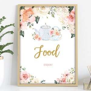 Tea Party Food Sign  5x7in, 8x10in included   Baby Shower Printable Signs  Download  Food Table Signs  Bab33, Bir122