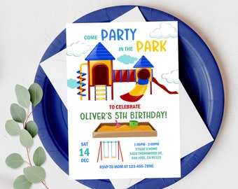 Playground Birthday Invitation - Editable Digital File Bir162