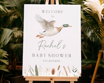 Mallard Duck Baby Shower Sign: Editable Gender Neutral Welcome Poster Bab330