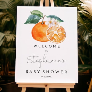 Little Cutie Baby Shower Welcome Sign Template Orange Baby Shower Welcome Poster Citrus Baby Shower Sign Gender Neutral Clementine Bab322