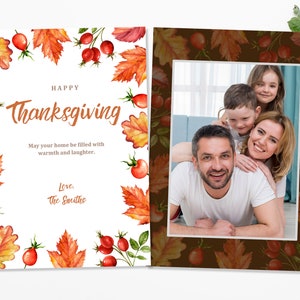 Thanksgiving greeting card printable  Thanksgiving card with photo  Download  EDITABLE