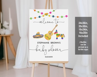Baby Shower Welcome Sign: Mexican Fiesta Theme (Editable Printable Bab202)