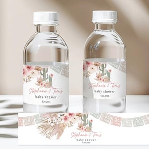 Editierbare Taco 'Bout A Baby Wasserflasche Etikett Mexikanische Fiesta Kaktus Baby Shower Party Favors Printable Pampas Grass Boho Pink Floral Bab252