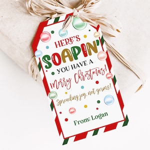 Etiqueta de regalo con texto "You have a Merry Christmas" para imprimir, etiquetas de jabón de manos para las fiestas, etiquetas de regalo de Navidad, etiquetas de agradecimiento para profesores, etiquetas digitales editables Cht66