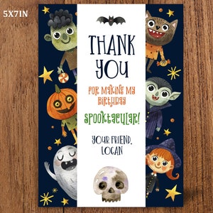 Halloween bedankkaart verjaardag Halloweenfeest bedankkaart opendeurdag bedankkaart zwart geel bewerkbare afdrukbare download Bir141