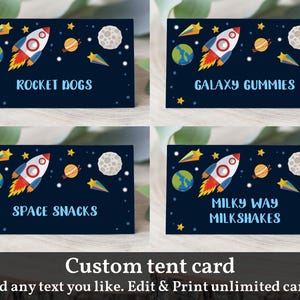 Weltraum Geburtstag Essen Zelt Karten Druckbare Tischkarte Tischdekoration Rakete Geburtstag Planeten Astronaut Download EDITIERBAR Bir73