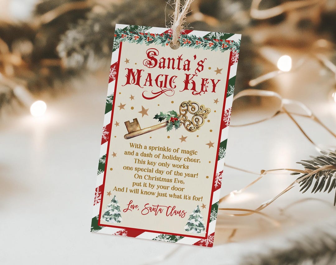 Magic Notes Tags Santa's Magic Key Tag - Editable Christmas Eve Tradition Printable Mkt1 ...