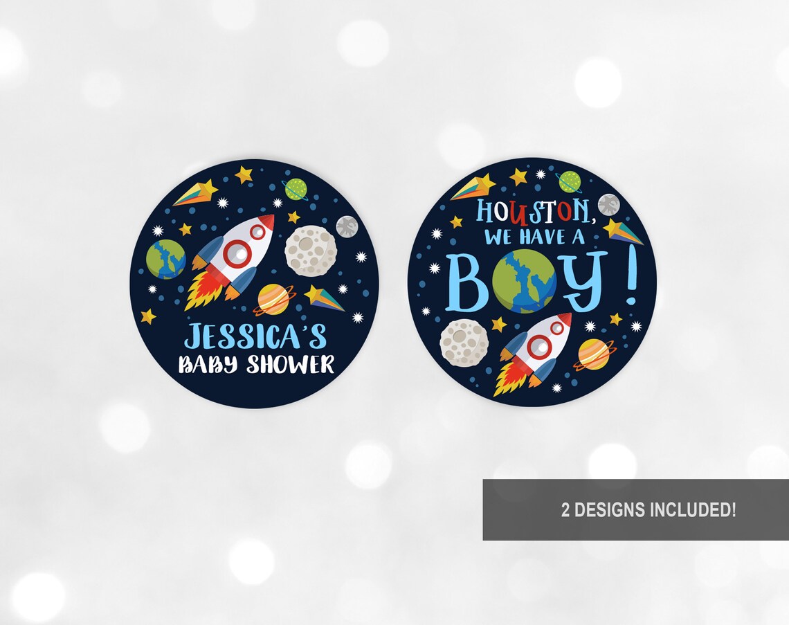 Outer Space Baby Shower Cupcake Topper Party Favor Label Etsy
