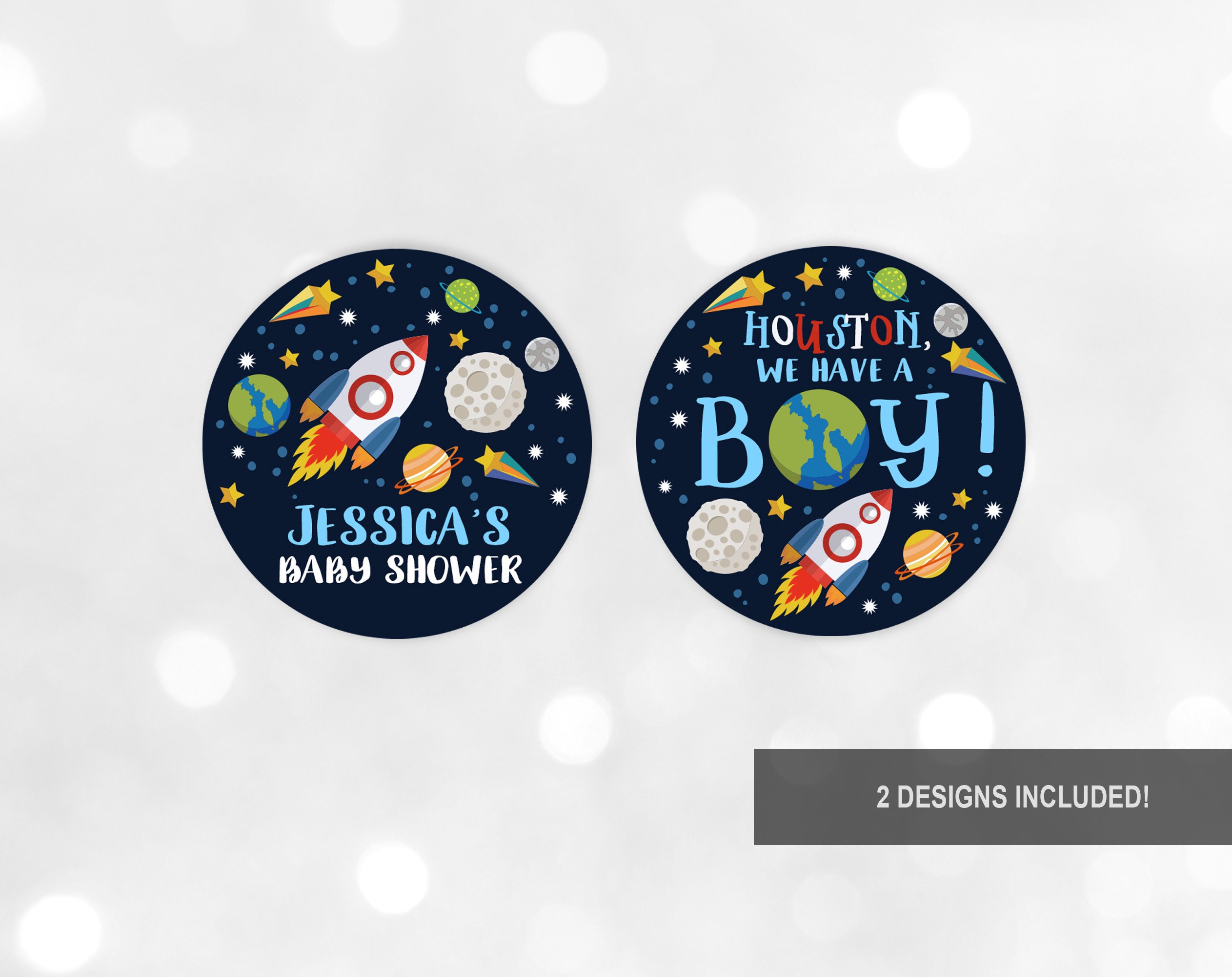 Outer Space Baby Shower Cupcake Topper Party Favor Label Etsy