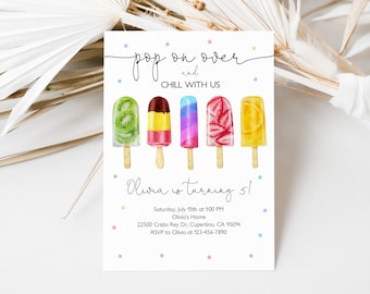 Editable Popsicle Birthday Invitation Popsicle Birthday Invite Pop On Over Chill With Us Ice Cream Party Digital Printable Download Bir347