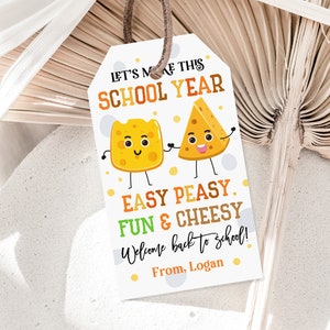 Etiquetas de regalo para el aula: Etiquetas editables para bocadillos de queso para la escuela
