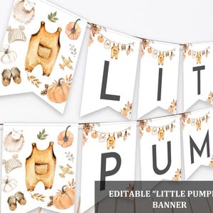 Baby Shower Banner: Fall Pumpkin Theme (Editable, Digital Download Bab292)