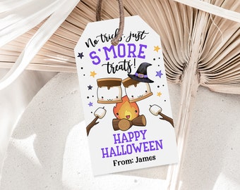 Halloween Gift Tags: Editable S'mores Treat Labels - Printable Favor