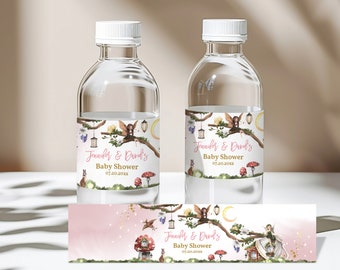 Fairy Baby Shower Water Bottle Labels: Editable Enchanted Forest Design Bab172