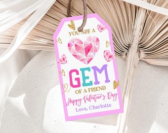 You're a Gem Valentine Tag, Kids School Favor (Editable, Printable) Vat10