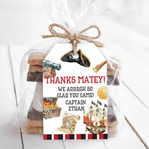 Pirate Birthday Tag Favor tag Gift Label Ahoy Matey Download EDITABLE Printable Thank You Tag Treasure Box Pirate Ship Bomb Bir61