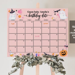 Editable Little Boo Baby Shower Due Date Calendar Game Halloween Ghost Baby Shower A Little Boo Is Almost Due Decor Printable Download Haba4