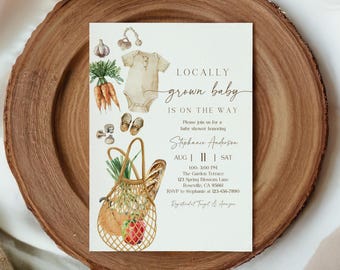 Baby Shower Invitation: Farmers Market Theme - Editable Digital File Bab362