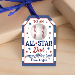 Super Dad Baseball Vatertag Tag Glücklicher Vatertag Tag Papa Geschenkanhänger Goodie Cookie Favor Tag Bearbeitbar Druckbar Download Fat11