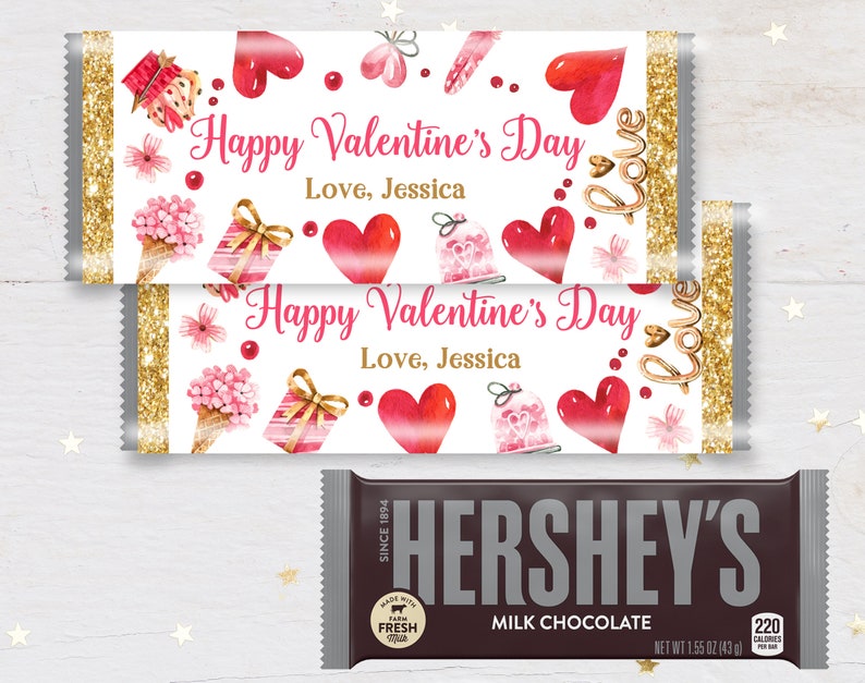 Valentine/'s day chocolate wrapper Happy Valentine/'s Day EDITABLE INSTANT DOWNLOAD Val2