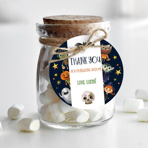 Halloween Geburtstagsetiketten: Druckbare Geschenketiketten - Bearbeitbare PDF-Datei