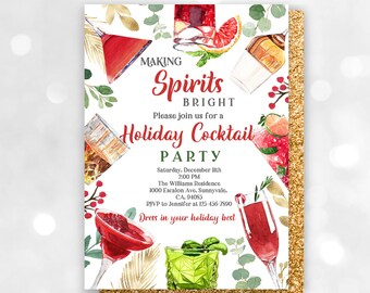 Christmas Cocktail Party Invitation, Editable, Printable (5x7 in) Chr21
