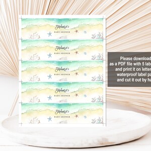 Beach Baby Shower Water Bottle Label Shore Water Label Ocean Nautical ...