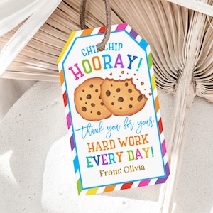 Chip Chip Hooray Tag Lehrer Wertschätzung Tag Cookie Geschenkanhänger Personal Mitarbeiter Krankenschwester Co-worker Boss Tag Bearbeitbar Druckbar Download Tat24