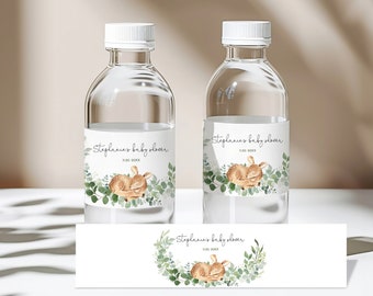 Oh Deer Baby Shower Labels: Woodland Animals, Greenery, Editable PDF Bab120