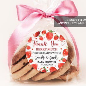 Étiquette de faveur aux fraises Étiquette de remerciement pour la baby shower