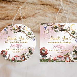 Fee Schmetterling Danke Tag Fee Viel Tag Brautparty Runde Quadratische Etikett Garten Teeparty Bearbeitbar Druckbar Canva Download Bri32