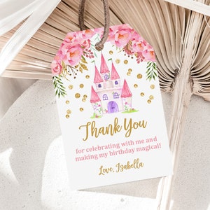 Princess Birthday Thank You Tags  Princess favor Tags  Editable, Download  Prin1