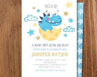 Dinosaur Baby Shower Invitation   Cute Dinosaur Baby Shower invitations  Dinosaur Boy  Baby Shower Invites  Printable   Digital baby shower