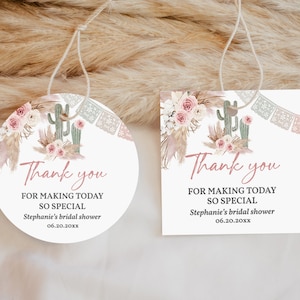 Taco Bout Love Favor Tags Fiesta Vrijgezellenfeest Cadeaulabel Boho Pampagras Bedankt Sticker Ronde Mexicaanse Cactus Succulent Tag Bri27