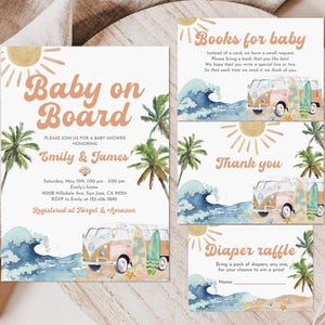 Surfboard Baby Shower Invitation Suite (Digital Download)
