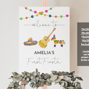 Fiesta 1st Birthday Welcome sign Mexican Fiesta welcome poster First Fiesta Birthday Decoration Cinco de Mayo Editable Printable Bir331