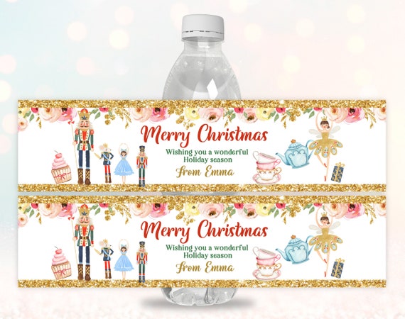 Nutcracker Water Bottle Label Christmas Nutcracker Tea Party 