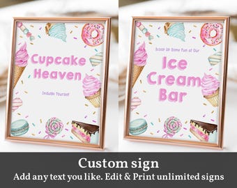 Custom Birthday Dessert Table Sign: Editable Candy & Sweets Decor Bir338