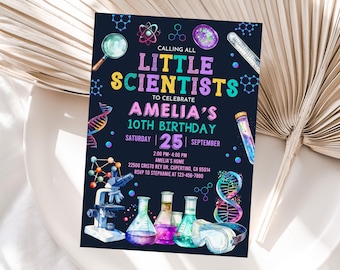 Science Birthday Invitation: Mad Scientist Theme - Editable & Printable Bir554