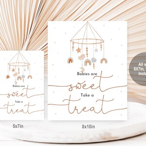 Boho Baby Shower Table Sign Rainbow Crib Mobile Sign Set Baby Shower ...