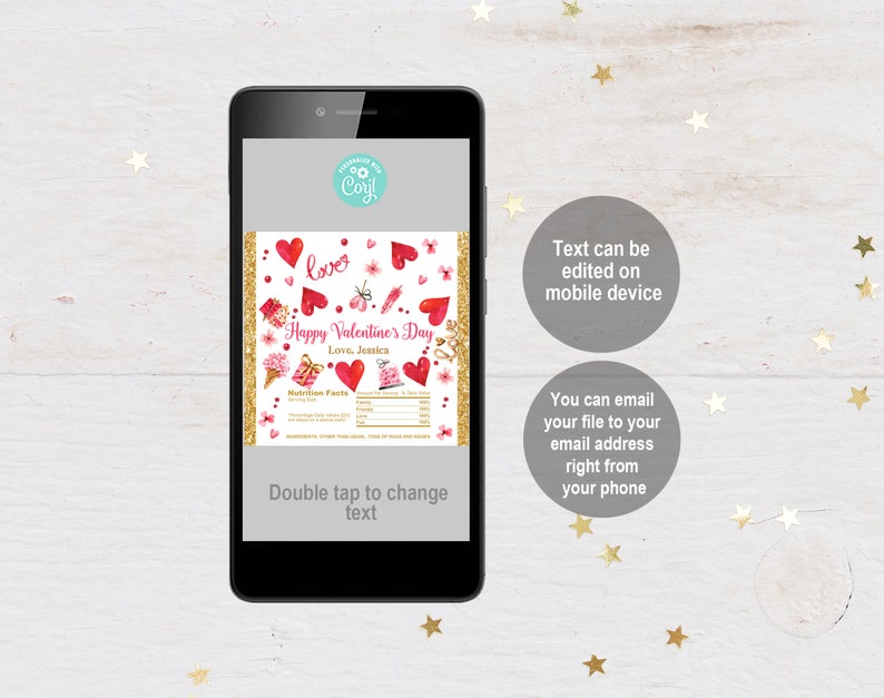 Valentine/'s day chocolate wrapper Happy Valentine/'s Day EDITABLE INSTANT DOWNLOAD Val2