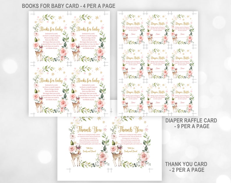 Winter wonderland baby shower invitation Set Floral Deer Invite set Download All EDITABLE Bab46 image 4