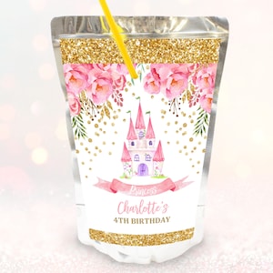 Princess Birthday Juice pouch label   Party Favor  Juice Label  Editable, Download  Printable  Prin1