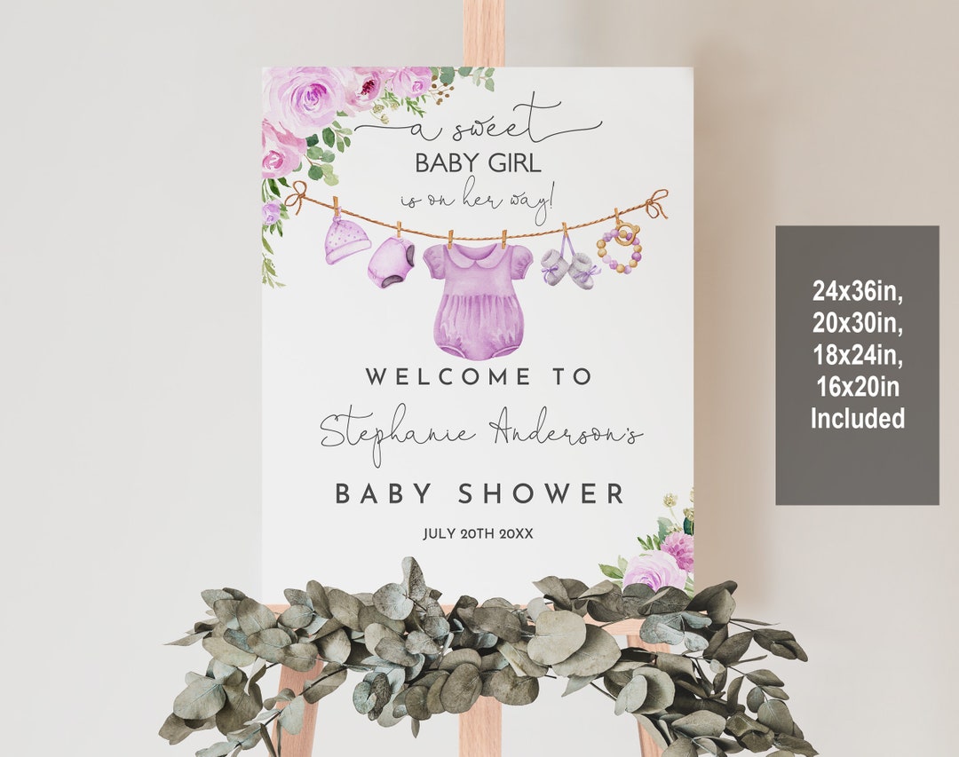 Baby Girl Clothes Welcome Sign Baby Girl is on Her Way Laundry Welcome ...
