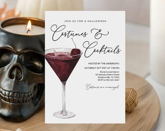 Costumes & Cocktails Halloween Invitation - Editable Adult Party Evite